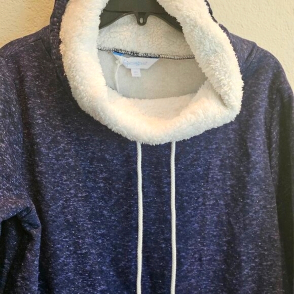 Pajamagram Tunic Thick Long Sherpa Lined Comfy Oversized Blue Sweatshirt M NWT - Picture 2 of 4